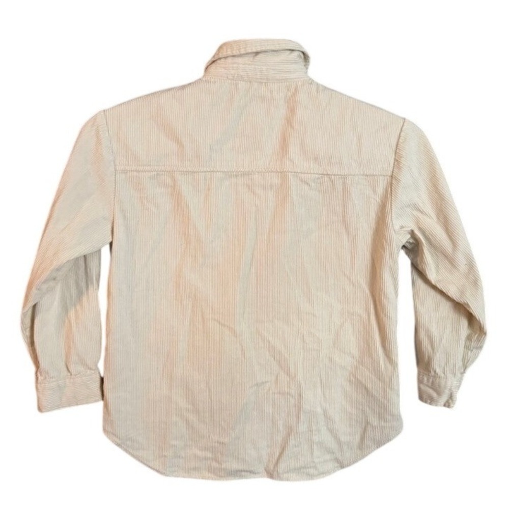Kensie Jeans Cream Corduroy Button Down Shirt Womens Medium Off White Snap Front - Picture 2 of 8